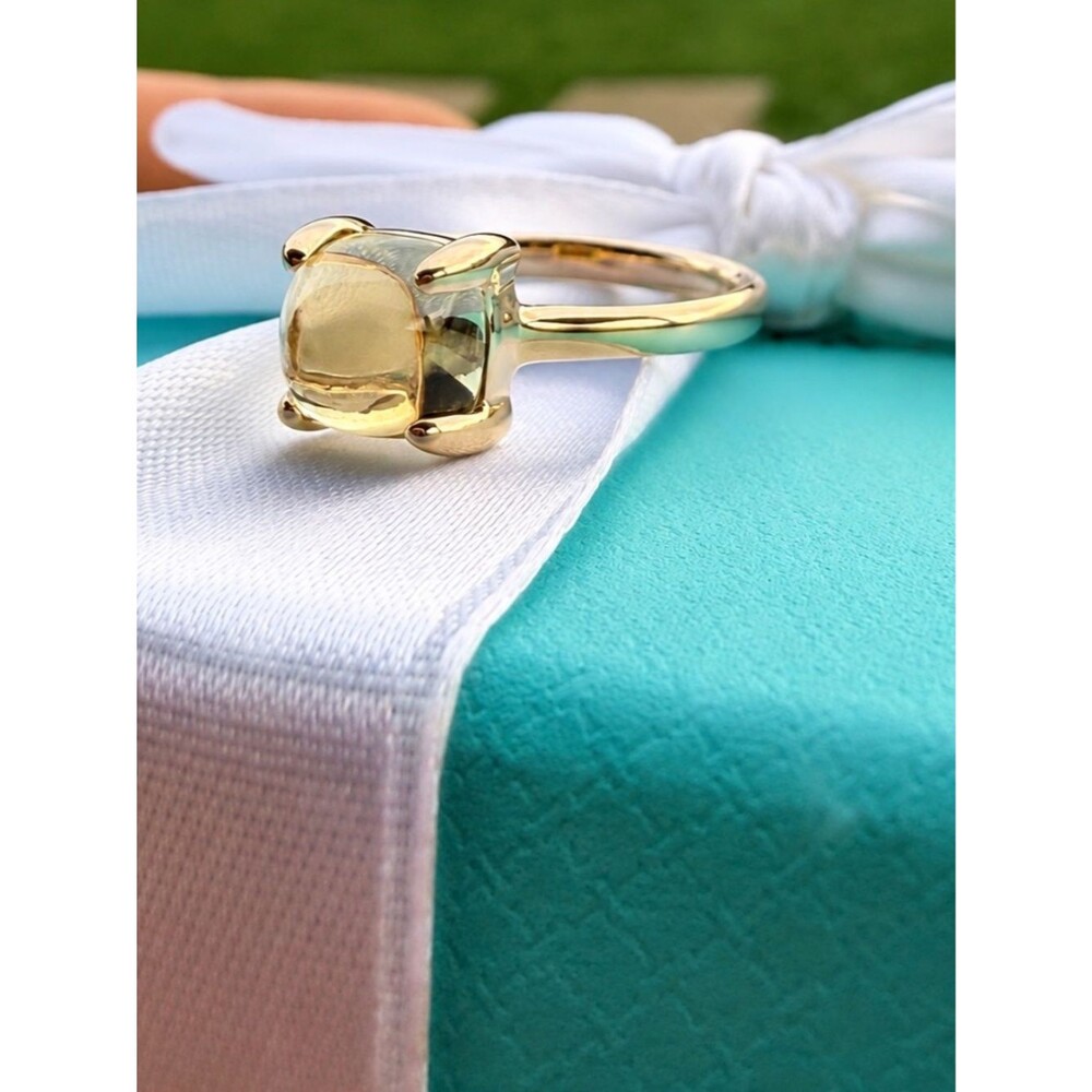 EXT RARE Tiffany & Co. 18k Lemon Quartz Paloma Picasso Sugar Stacks Ring, Sz 5 - Picture 3 of 6